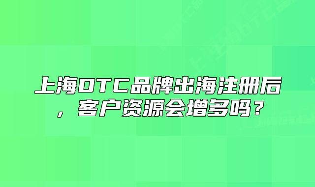 上海DTC品牌出海注册后,客户资源会增多吗?