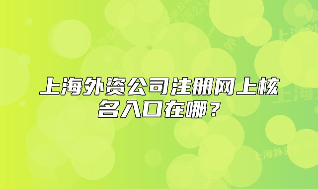 上海外资公司注册网上核名入口在哪?