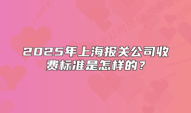 2025年上海报关公司收费标准是怎样的?