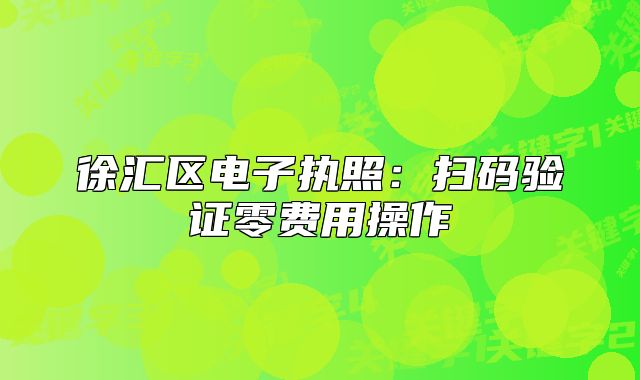 徐汇区电子执照:扫码验证零费用操作