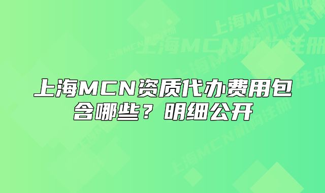 上海MCN资质代办费用包含哪些？明细公开