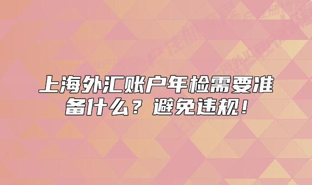 上海外汇账户年检需要准备什么?避免违规!