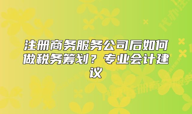注册商务服务公司后如何做税务筹划?专业会计建议