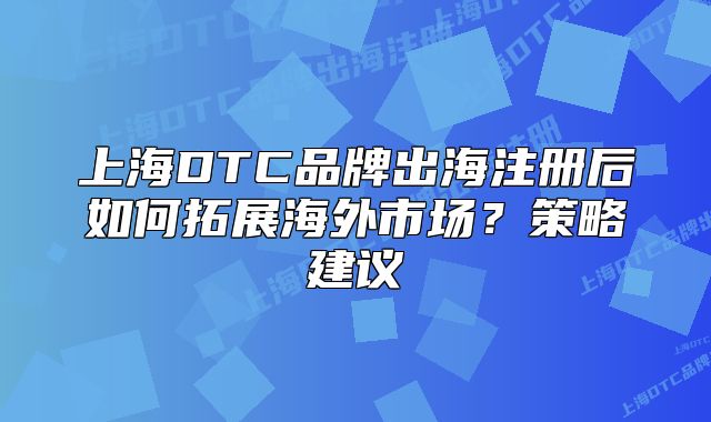 上海DTC品牌出海注册后如何拓展海外市场?策略建议