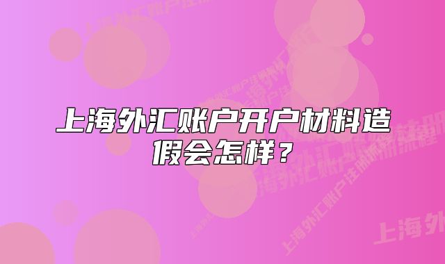上海外汇账户开户材料造假会怎样？