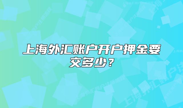 上海外汇账户开户押金要交多少?