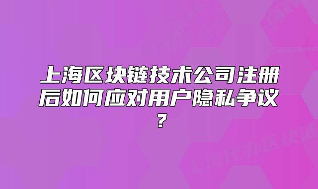 上海区块链技术公司注册后如何应对用户隐私争议?