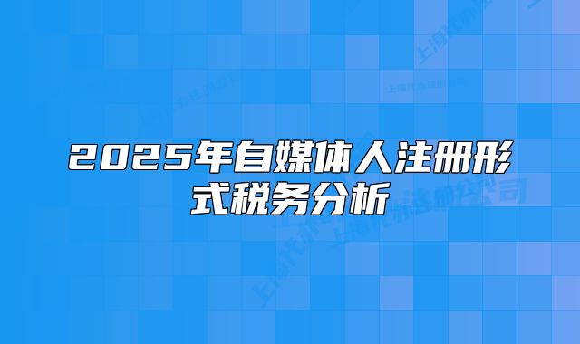 2025年自媒体人注册形式税务分析