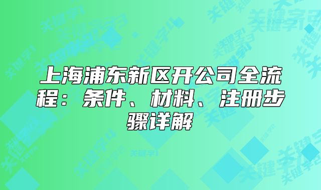 上海浦东新区开公司全流程:条件、材料、注册步骤详解