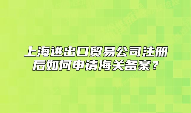 上海进出口贸易公司注册后如何申请海关备案?