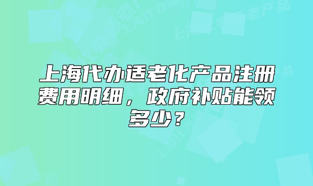 上海代办适老化产品注册费用明细，政府补贴能领多少？