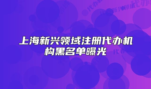 上海新兴领域注册代办机构黑名单曝光