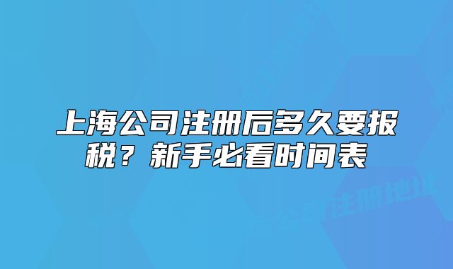 上海公司注册后多久要报税？新手必看时间表