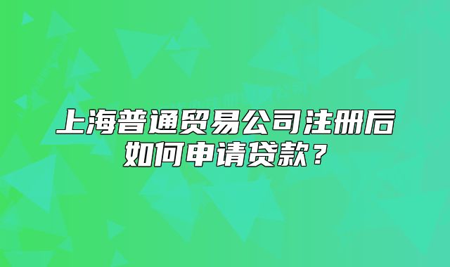 上海普通贸易公司注册后如何申请贷款?