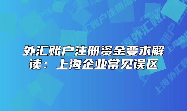 外汇账户注册资金要求解读:上海企业常见误区