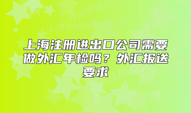 上海注册进出口公司需要做外汇年检吗?外汇报送要求