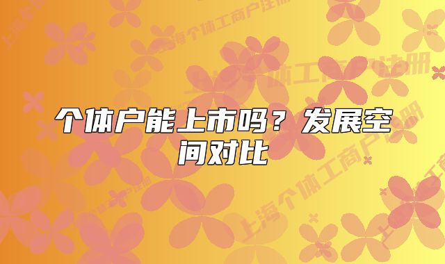 个体户能上市吗？发展空间对比