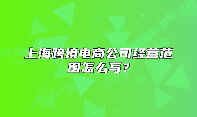 上海跨境电商公司经营范围怎么写?