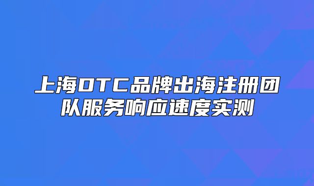 上海DTC品牌出海注册团队服务响应速度实测
