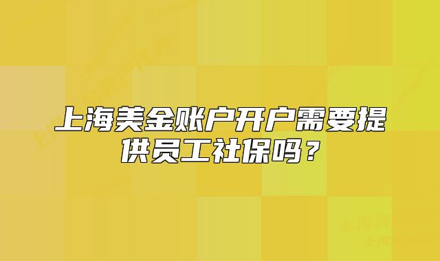 上海美金账户开户需要提供员工社保吗?
