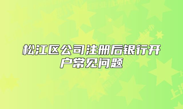 松江区公司注册后银行开户常见问题