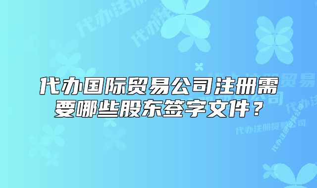 代办国际贸易公司注册需要哪些股东签字文件?