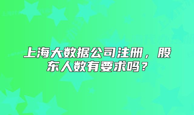 上海大数据公司注册,股东人数有要求吗?