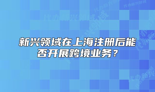 新兴领域在上海注册后能否开展跨境业务?