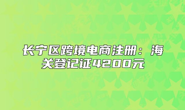 长宁区跨境电商注册:海关登记证4200元