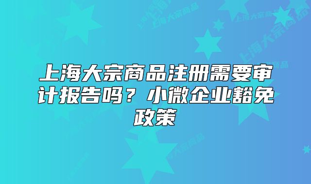 上海大宗商品注册需要审计报告吗？小微企业豁免政策