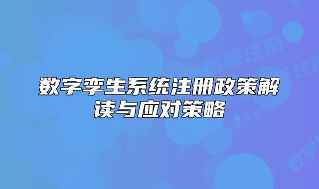 数字孪生系统注册政策解读与应对策略