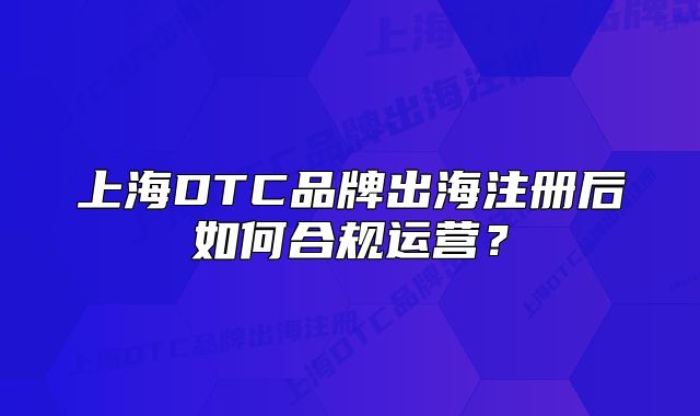 上海DTC品牌出海注册后如何合规运营?