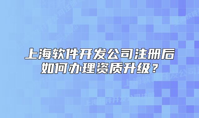 上海软件开发公司注册后如何办理资质升级?