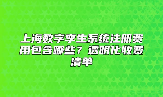 上海数字孪生系统注册费用包含哪些?透明化收费清单