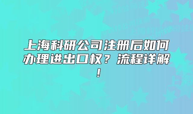 上海科研公司注册后如何办理进出口权？流程详解！