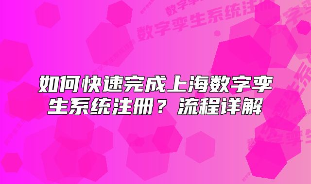如何快速完成上海数字孪生系统注册？流程详解