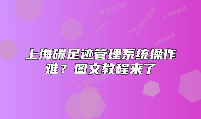 上海碳足迹管理系统操作难？图文教程来了