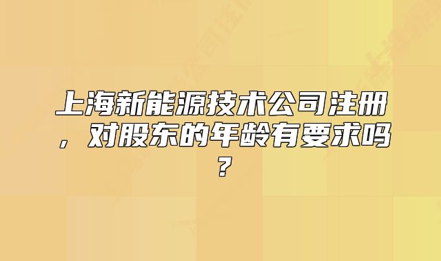 上海新能源技术公司注册,对股东的年龄有要求吗?