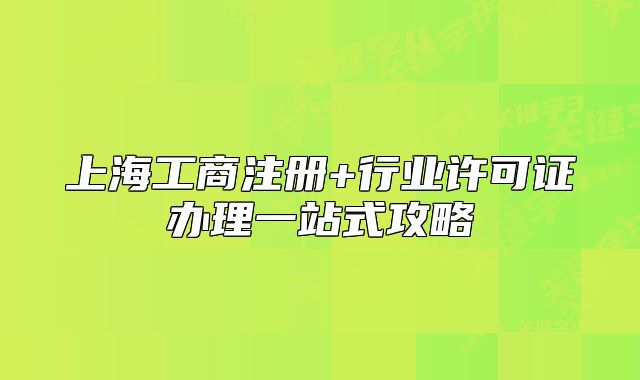上海工商注册+行业许可证办理一站式攻略