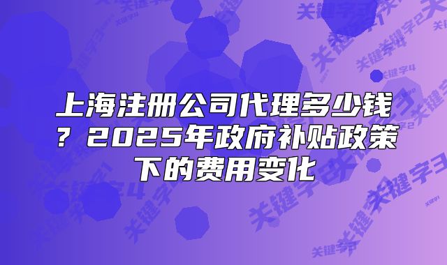 上海注册公司代理多少钱?2025年政府补贴政策下的费用变化