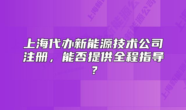 上海代办新能源技术公司注册,能否提供全程指导?
