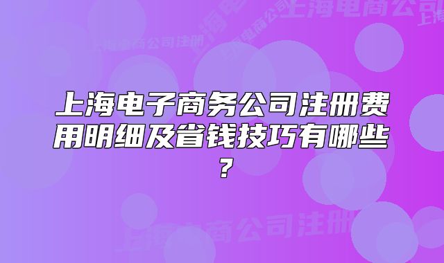 上海电子商务公司注册费用明细及省钱技巧有哪些?