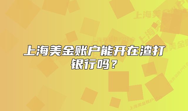 上海美金账户能开在渣打银行吗？