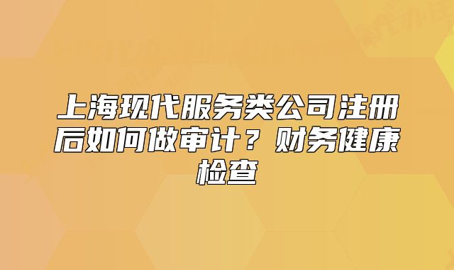 上海现代服务类公司注册后如何做审计？财务健康检查
