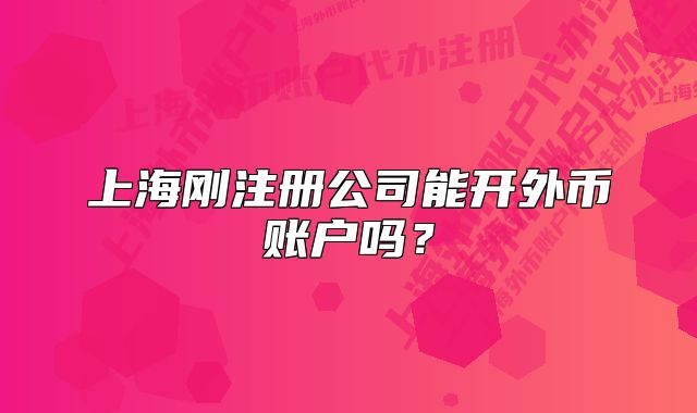 上海刚注册公司能开外币账户吗?