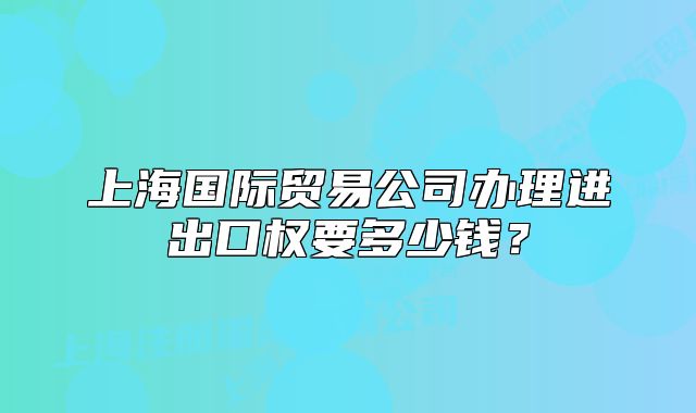 上海国际贸易公司办理进出口权要多少钱?