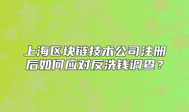上海区块链技术公司注册后如何应对反洗钱调查？