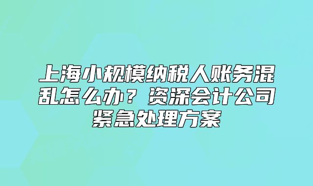 上海小规模纳税人账务混乱怎么办？资深会计公司紧急处理方案