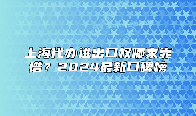 上海代办进出口权哪家靠谱?2024最新口碑榜