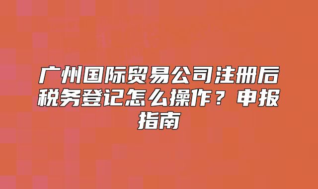 广州国际贸易公司注册后税务登记怎么操作?申报指南